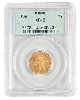 1855 Three Dollar Gold 