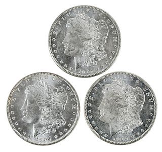 Ten Uncirculated 1904-O Silver Morgan Dollars 