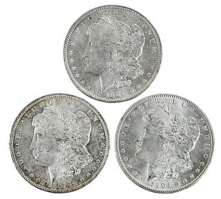 Ten Uncirculated 1904-O Silver Morgan Dollars 