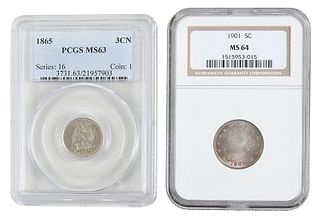 Uncirculated Three Cent Nickel & Liberty Nickel 