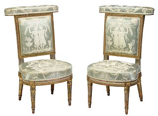 Pair Louis XVI Carved and Painted Voyeuses