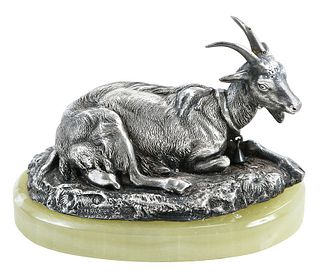 Russian or Russian Style Silver Reclining Goat
