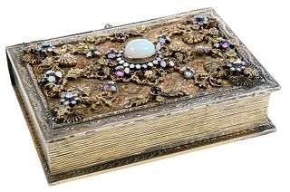 Silver Book Form Jeweled Box
