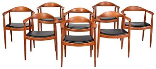 Numbered Set of Eight Hans Wegner Armchairs 