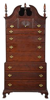 Connecticut Chippendale Cherry Chest on Chest