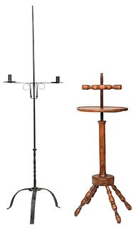 Two Early American Adjustable Candle Stands