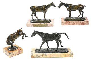 Four Gaston d'Illiers Equestrian Bronzes