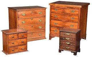 Collection of Four Mahogany Miniature Chests