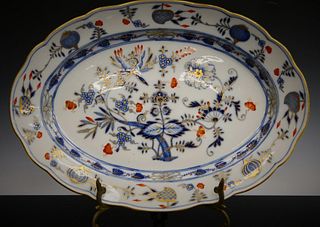 HAND PAINTED MEISSEN LARGE OVAL SERVING PLATER