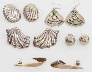 LOT 5 PAIRS OF STERLING SILVER EARRINGS