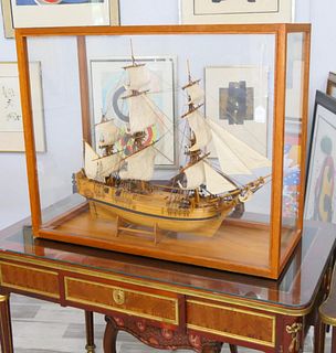 MID CENTURY FINELY CRAFTED WOODEN MODEL SHIP
