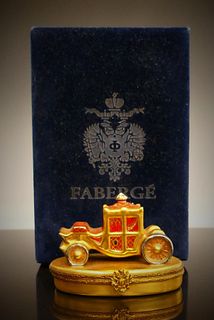 FABERGE TRINKET BOX ROYAL COACH SIGNED BY FABERGE