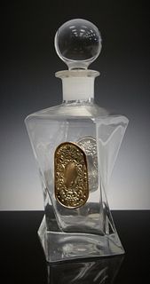 ITALIAN CRYSTAL DECANTER WITH STERLING PLAQUE