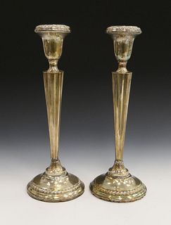 PAIR 10"  STERLING WEIGHTED CANDLESTICKS