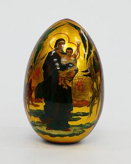 RUSSIAN MADONNA & CHILD RELIGIOUS LACUQUERED EGG