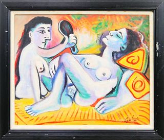 SIGNED GULONG MANNER OF PICASSO OIL ON CANVAS