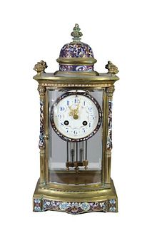 French Champleve Mantle Clock Circa 1860