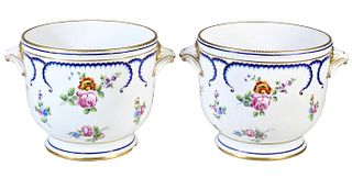 Pair of French Sevres, Early 19th C. Cache Pots