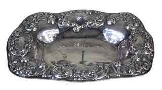 American Sterling Silver Tray, Repoussé