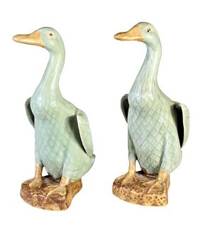 Pair of Chinese Celadon Ducks
