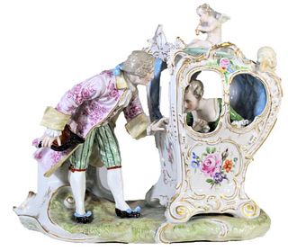 Dresden Porcelain Carriage, Gentleman & Lady