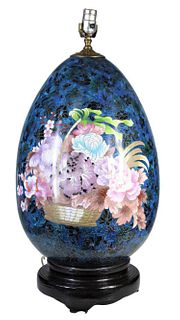 Large Chinese Cloisonné Egg Lamp