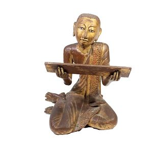 Indonesian Wood Carved Seated Buddha