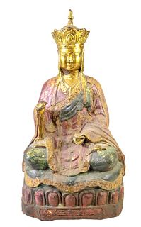 Large Chinese Antique Iron Gilt Buddha