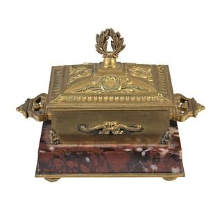 French Marble & Gilt Jewelry Box
