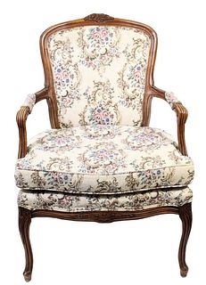 French Floral Upholstered Arm Chair