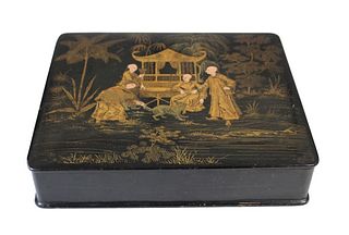 Chinese Gilt and Black Lacquer Box