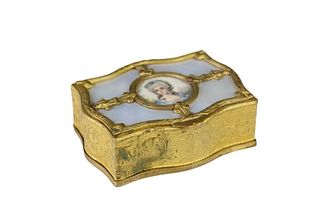 French Gilt Valuables Box with Lady's Face 19th C
