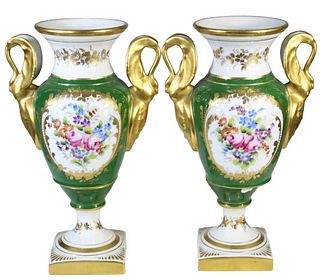 Pair French Porcelain Vases, Late 19th/Early 20th