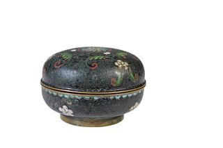 Chinese Cloisonné Round Covered Box Circa 1870