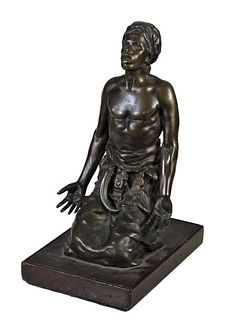 Oriental Bronze Figure of Kneeling Man