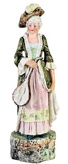 French Hand Painted Porcelain Fair Lady Musician