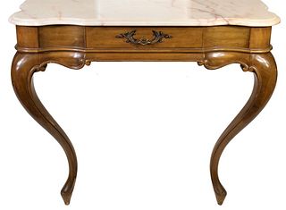 French Provincial Style Marble Top Console Table