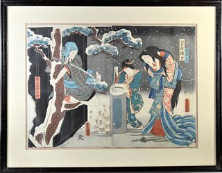 Utagawa Kunisad Japanese Woodblock Dyptick