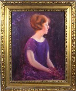 20th C American Portrait of a Woman, Oil/Canvas