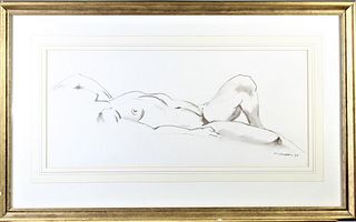 Desmond McLoughlin (20th C.) Charcoal Nude "Rest"
