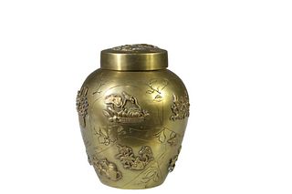 Asian Small Bronze Covered Barrel Box Circa 1840
