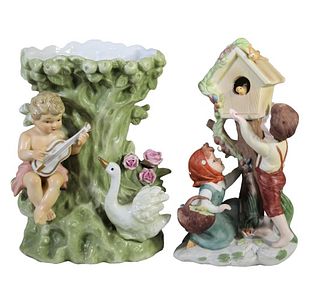 Pair of Hand Painted Porcelain Figure Groups