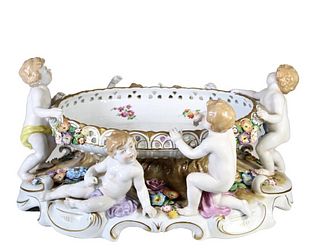 Large Hand Painted Porcelain Figural Group