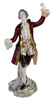 Dresden Hand Painted Porcelain Dancing Male Figure