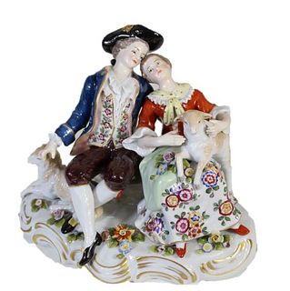 Dresden Hand Painted Porcelain Couple Figurine