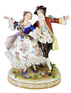 Dresden Hand Painted Porcelain Dancing Couple