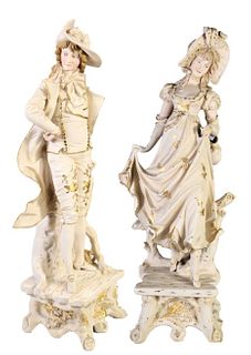 Pair of Antique/Early 20th C Bisque Figurines