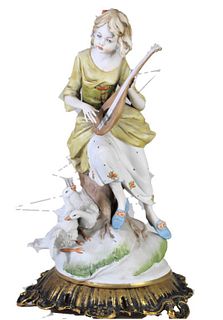 Hand Painted Porcelain Figure of  Lute Player