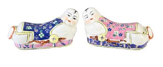 Pair of Chinese Porcelain Pillows of Children