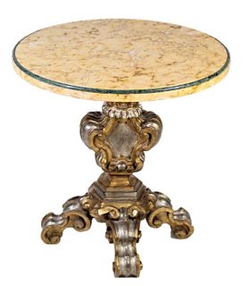 Round Marble Top Side Table w Pedestal base